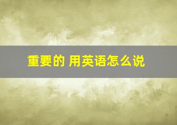 重要的 用英语怎么说